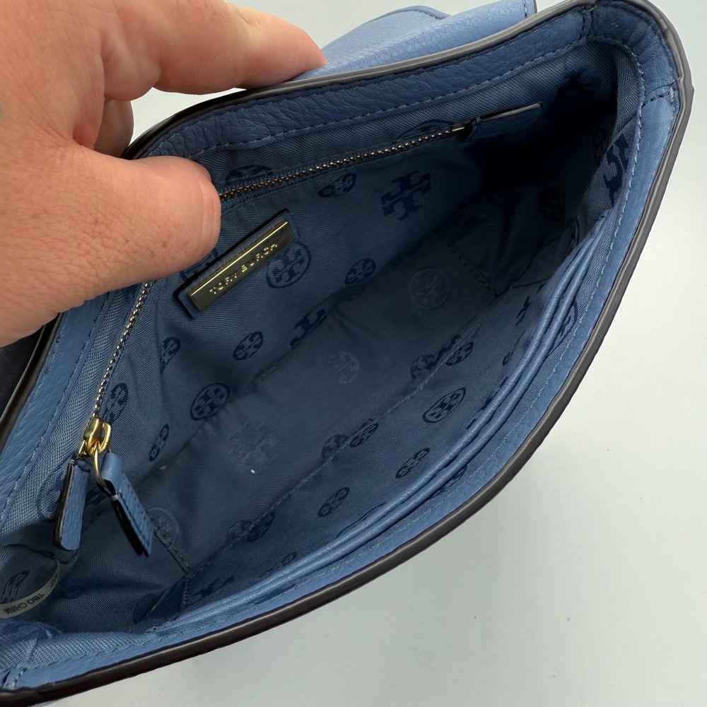 Tory Burch Kira Pebbled Leather Convertible Crossbody Shoulder‎ Bag Blue - Picture 8 of 13